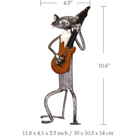 Metallskulptur einer Katze mit Gitarrenfigur – Geschenkidee zum Erntedankfest (1/5)