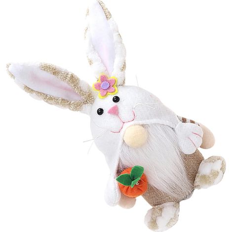 Décoration de Pâques : un gnome en peluche sans visage et avec des oreilles de lapin. (1/5)