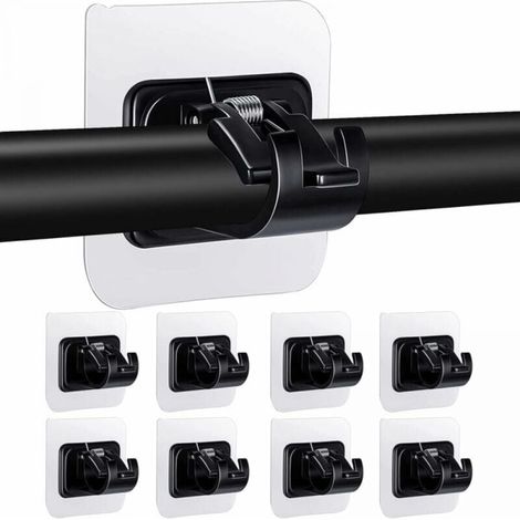 pieces curtain rod holders without drilling, self-adhesive rod holders, transparent, black YMYNY (1/4)