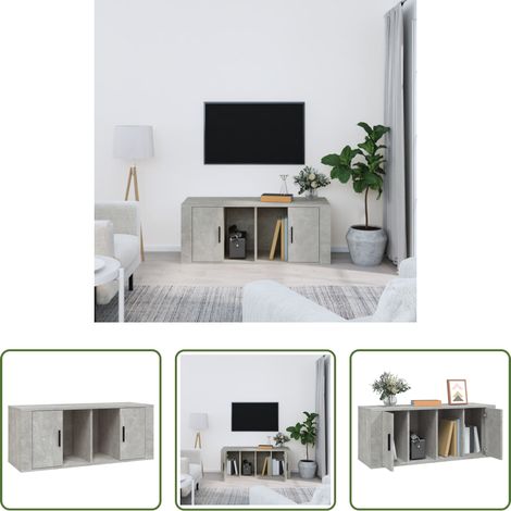 Holzwerkstoff - TV-Schrank Betongrau 100x35x40 cm Holzwerkstoff (1/5)