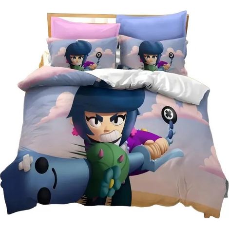 Parure de lit 3D Brawl Stars 140x210cm, avec taie d'oreiller, pour jeunes gamers (1/5)