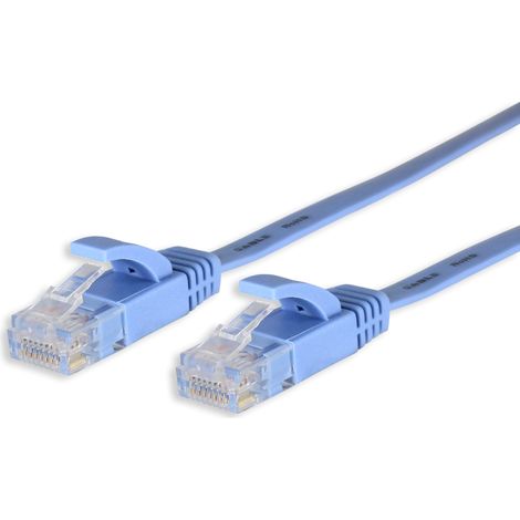 Câble réseau/ethernet Plat RJ45 LAN mâle/mâle Cat6 bleu avec blindage UTP 10 mètres - SEDEA - 913079 (1/3)