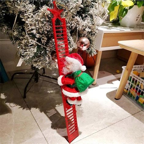 Échelle électrique du Père Noël, peluche décorative de Noël, ornement à suspendre pour sapin, décoration murale ou de porte (rouge) (1/5)