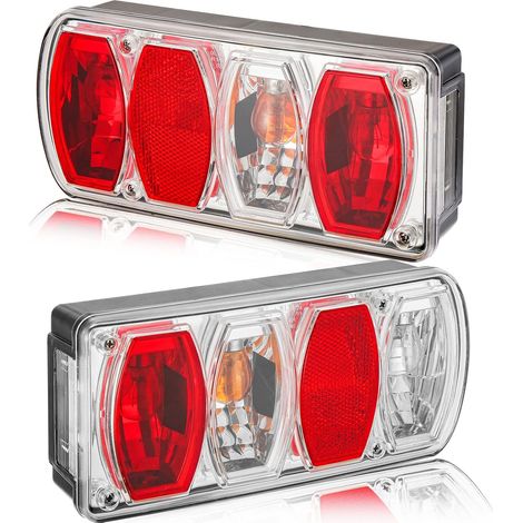 Ensemble Feux Arrière Remorques 12v Homologué E4,7Fonctions 2pcs Halogènes Feu Arrière Remorque Caravane,Imperméable Éclairage Antibrouillard Recul Etanche Tracteur Remorque Camion (1/5)