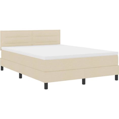 Maison Exclusive - Letto a molle con materasso con led Crema 140 x 190 cm Tessuto (1/5)