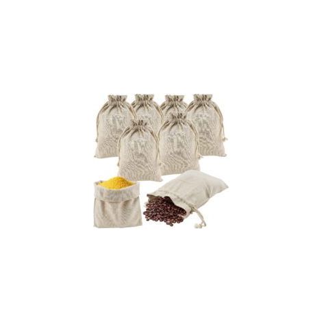 Baumwollbeutel – 8 Stück, wiederverwendbare Baumwollbeutel (25 × 30 cm) mit Kordelzug, Netz-Einkaufsbeutel – für Brot, Obst, Gemüse, DIY (1/5)