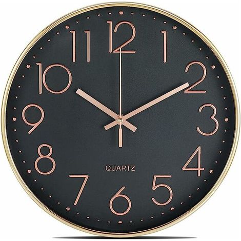 Green Mobility-Horloge murale silencieuse (30,5 cm) Fonctionne sur piles Facile à lire Décoratif cuisine, maison, salon, bureau, salle de bain (1/5)