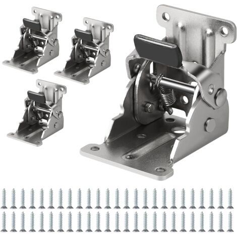 Pied de Table Pliable Charnière 90° - Lot de 4 Charnières Autobloquantes 69x63x54mm, Ferrures de Table Pliable à Verrouillage, Capacité de Charge 80kg (1/5)