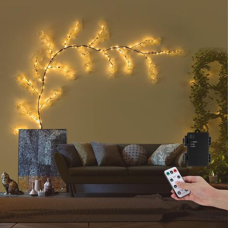 Branches Lumières 96 LEDs Sakura Guirlandes Lumineuses Blanc Chaud Arbre Lumineux avec Alimentation Secteur, Branches Lumineuses Artificielles pour Aesthetic Room Décor [Classe énergétique G] (1/5)