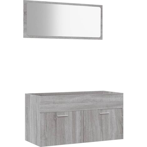 Ensemble de meubles de salle de bain 2 pcs Sonoma gris (1/5)