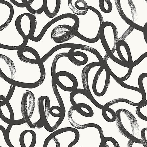 Holden Decor Squiggle Wallpaper Black White Modern Abstract Feature Wall (1/4)