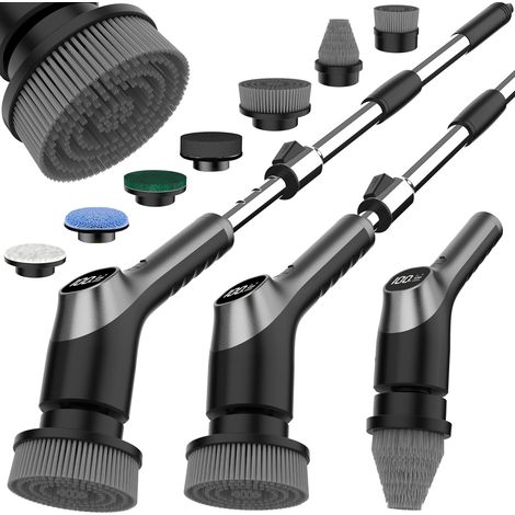 Brosse Nettoyage Electrique, 7 en 1 Brosse Rotative Nettoyage IPX7 Étanche Brosse Nettoyage Salle de Bain, 2 Vitesses et Manche Réglable Brosse Electrique Nettoyage pour Baignoire (1/5)