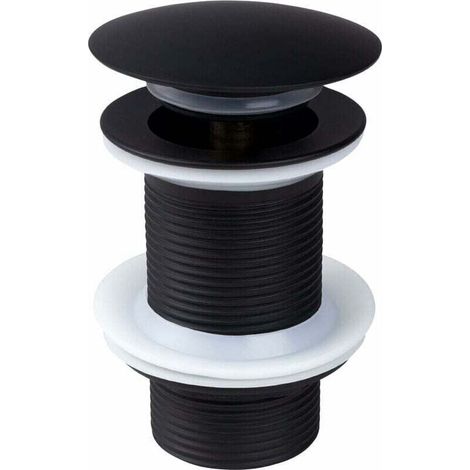 Tappo di scarico universale, scarico per lavabo nero senza troppopieno, tappo di scarico per lavabo, tappo di scarico a scomparsa per lavabo -Crezuo