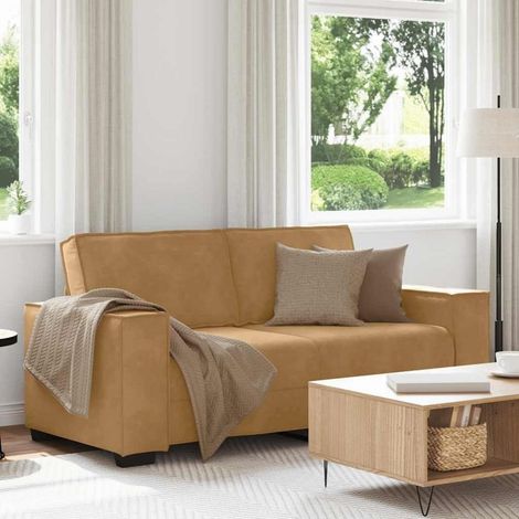 2-Sitzer Sofa Samt Braun 140 cm mit breiten Armlehnen (1/5)