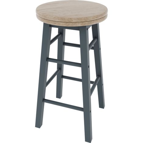 Wooden Revolving Bar Stool Solid Pine Kitchen Dining Room Seat, Grey