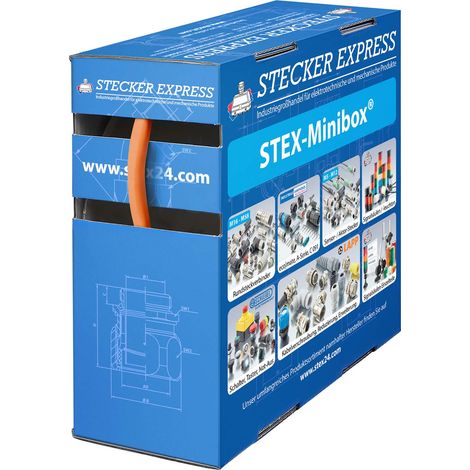 STEX24 Schrumpfschlauch 2:1, Minibox mit 13,5m, orange 6,4/3,2mm, 1/4 Zoll, WSB2 Schrumpftemperatur mind. 70°C, vollständig bei mind. 100°C - 1 Stück (1/2)