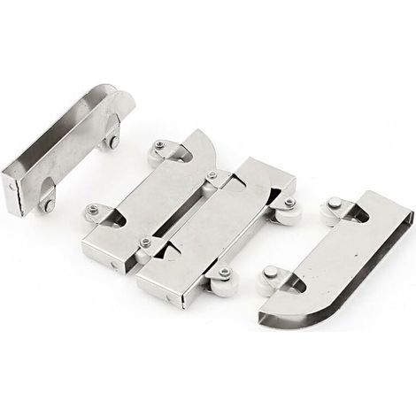 4pcs roulettes porte coulissante verre Double roues Acier inoxydable 5 mm (1/4)
