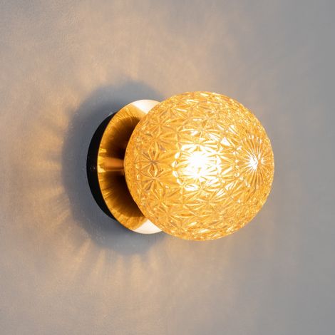 Glas-Wandleuchte mit goldenen Metallsockel - Orian