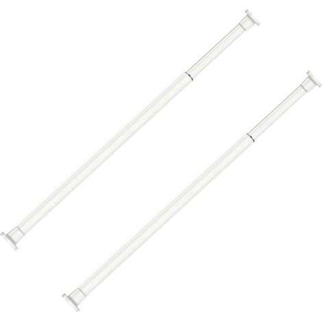 Lot de 2 barres de tension à ressort, 68,5 à 119 cm (blanches), petites barres de tension réglables, barres de douche à ressort, rallonge sans perçage, barres de placard à ressort (1/5)