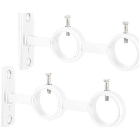 Double curtain rod bracket, 2 pieces, wall-mounted, for curtain rods with a diameter of 15-25 mm (white) (1/5)