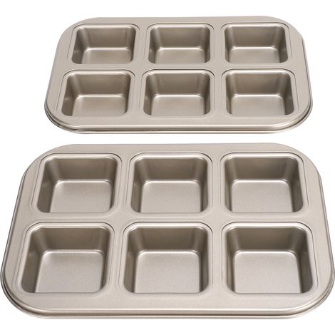Gaufrier antiadhésif en acier au carbone, lot de 2, 6 carrés, TG07-AquaForge (1/5)