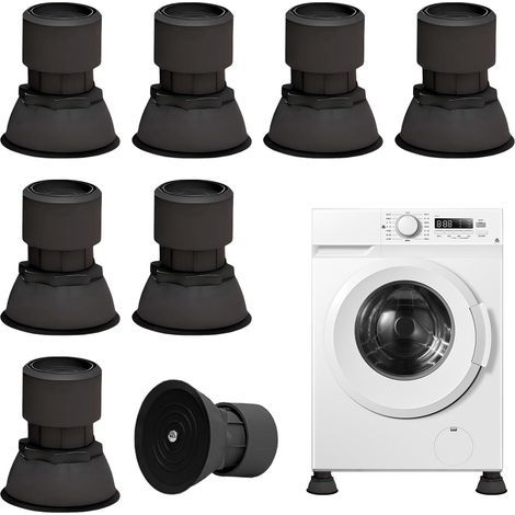 Pieds Anti-Vibrations pour Machine à Laver, 8pcs Universel Patins Amortisseurs Antivibration, Tapis Anti-Vibrations Réglables Hauteur de 10-12cm, Antibruit Pied Machine a Laver pour Séchoirs, Meubles (1/4)