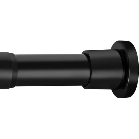 1 Tringle à rideau télescopique, métal noir, 73-224cm, diamètre 2,5cm, pour salle de bain, fenêtre (1/5)