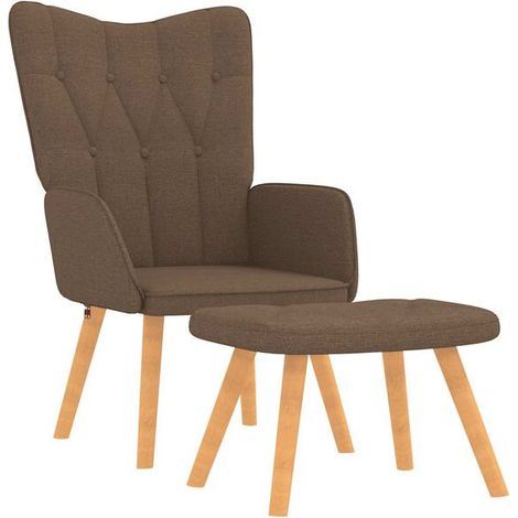 Chaise de détente en tissu brun avec repose-pieds intégré – Confort ergonomique, design moderne, idéale pour salon ou bureau (1/5)