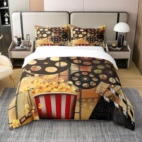 Ensemble de literie 200x200cm 100% coton Design cinéma Motif popcorn Enfants enfants