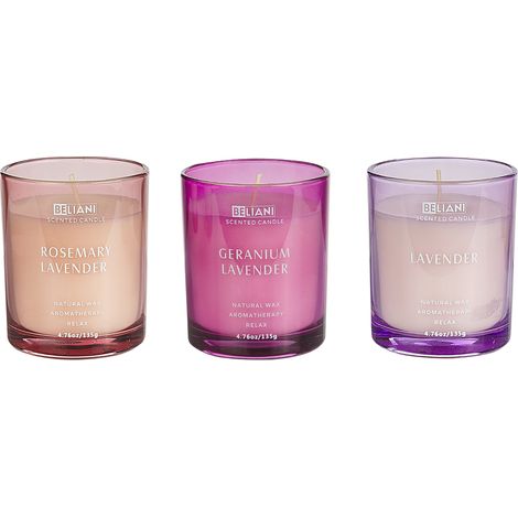 Conjunto de 3 velas perfumadas 100% cera de soja mecha de algodón vidrio fragancia fresca lavanda/romero lavanda/geranio lavanda Sheer Joy