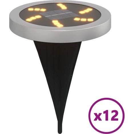 Set di 12 luci solari da giardino impermeabili illuminazione per esterni 11 x 13 cm plastica nera 020056670