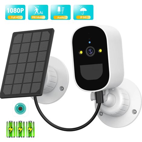 Caméra de Surveillance solaire sans fil Wifi  , Camera de securite exterieure Full HD IP Étanche IP66 (1/5)