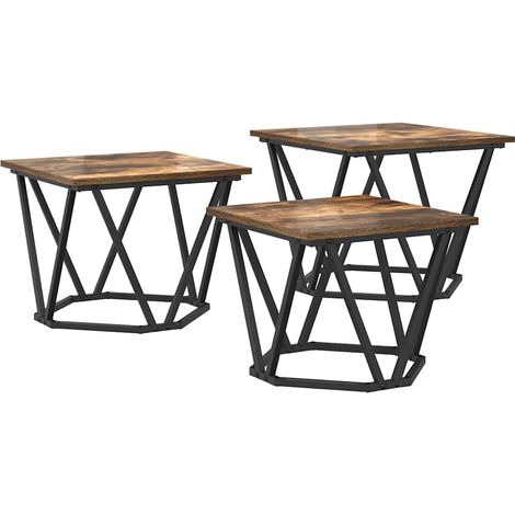 3 pcs Table basse,Table d'appoint,Table de Salon Chêne fumé 50 x 50 x 40 cm CFW84631 (1/5)