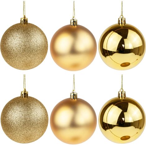 TG63172-2 set di palline dorate per albero di Natale, 6 cm, 6 palline infrangibili per albero di Natale (1/5)