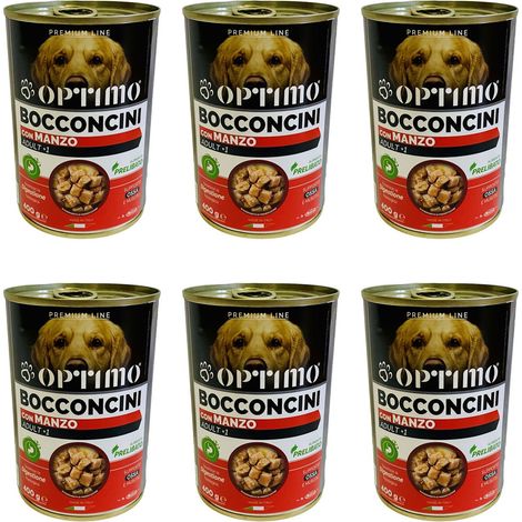 KIT SET 6 PZ OPTIMO BOCCONCINI PER CANE AL GUSTO MANZO DA 400 GR (1/4)