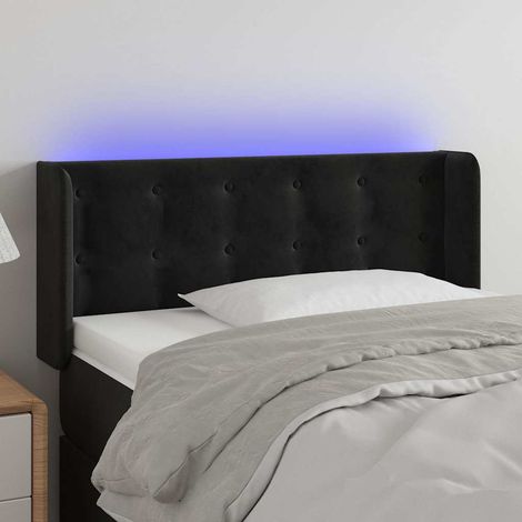 vidaXL Cabecero con LED de terciopelo negro 103x16x78/88 cm (1/5)