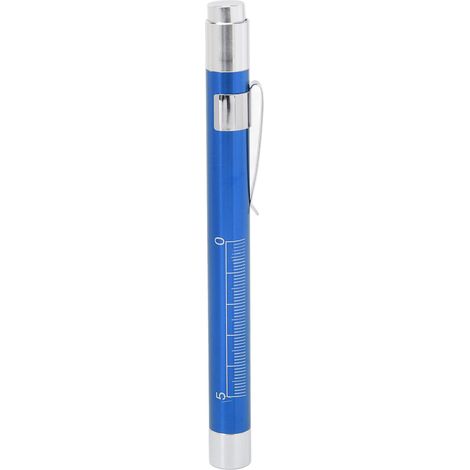 Lampe torche LED en forme de stylo, lumière jaune, lampe torche médicale concave en alliage d'aluminium en forme de stylo, avec dispositif de mesure de la pupille, bleue. (1/5)