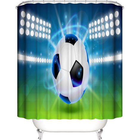 Fußball-Duschvorhang 180 x 200 cm, Duschvorhang mit Kugelmuster
