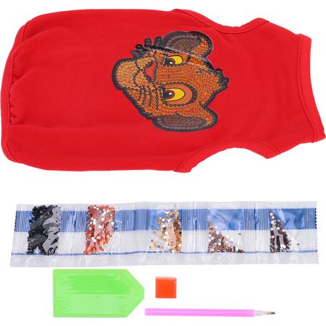 T-shirt doux et confortable pour chien, motif strass, à peindre soi-même, pour chiot de petite à moyenne taille (rouge, taille L) (1/5)