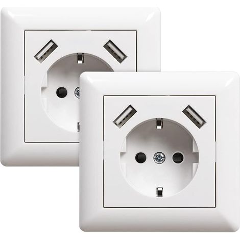 Prise de courant USB encastrable 2 ports 2000mA – Protection surcharges – Installation dans boîte standard – Matériau ignifuge – GalozzoitAec