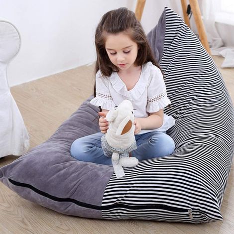 Puf de almacenamiento para peluches, con funda de seda suave y cómoda, 127 cm (50 pulgadas), para niños y adultos. Incluye soporte para peluches y espacio de almacenamiento integrado. (1/5)