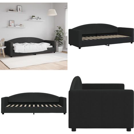 Tagesbett Schwarz 80x200 cm Stoff - Schlafsofa - Bett - Gästebett - Wohnzimmer - Schlafzimmer - Home & Living (1/5)