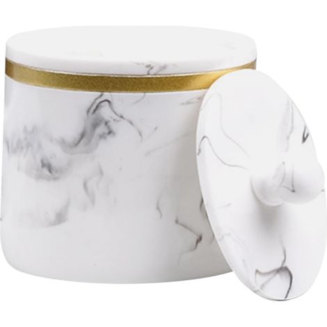 Boîte à Cure-Dents en Résine Motif Marbre Blanc Encre avec Couvercle Protecteur Boîte de Rangement pour Cotons-Tiges et Petits Accessoires 1 Pièce pour Organisation Maison et (1/5)
