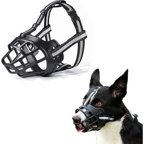 Muselière Panier Chien Museau Respirant Petit Réglable Anti Mordillement Aboiement Gloutonnerie Type Confortable Promenade Noir l