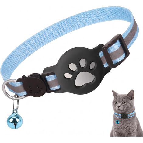 Collier GPS pour Chat avec Support Intégré, Réfléchissant et Extensible, Anti-Étranglement, Avec Boucle de Sécurité, Idéal pour Chats et Chatons, Léger et Confortable, Couleur Bleu Ciel (1/5)