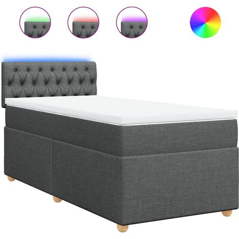 Maison Exclusive - Cama box spring con colchón tela gris oscuro 8 (1/5)