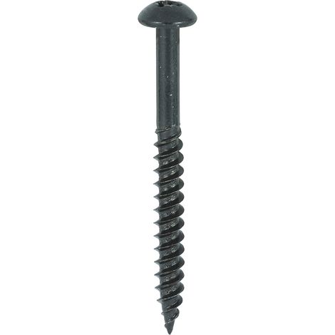 TIMCO Twin-Threaded Round Head Black Woodscrews - 10 x 2