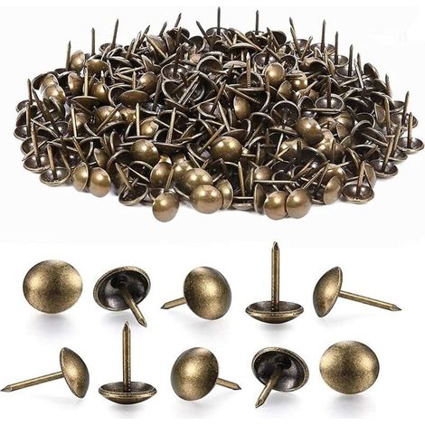 Vtizikl 500 Pièces Clous de Tapissier, Robuste 17X11 MM Bronze Clous Tapissier Décoratifs Clou Rétro DIY Clous d'Ameublement pour Meubles Canapés Fauteuils Lits Chaises Vintage Decoratif (1/5)