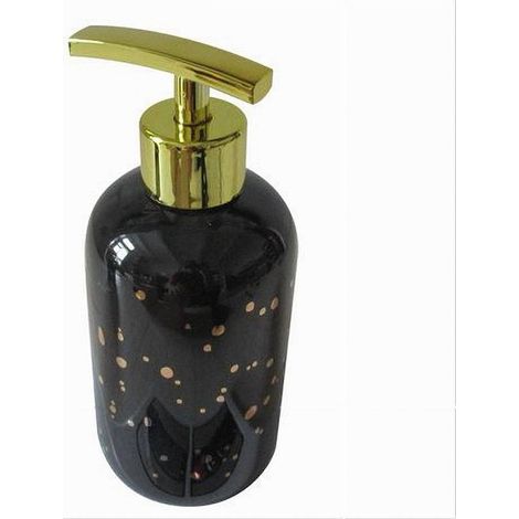 Dispenser Porta Sapone Liquido Nero Macchiato Dorato Bagno Moderno Arredo 59926 (1/2)