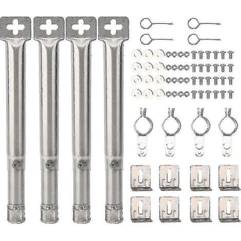 Lot de 4 brûleurs à gaz droits réglables en acier inoxydable, remplacement universel pour barbecue. (1/4)
